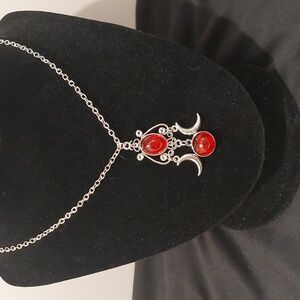 Moon Goddess Charm Necklace - Garnet Glass